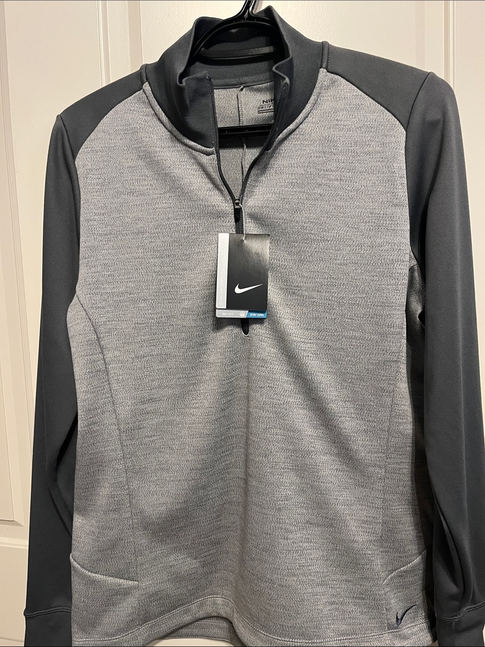 Nike Women’s Grey Heather and Charcoal Quarter-Zip Shirt Jacket